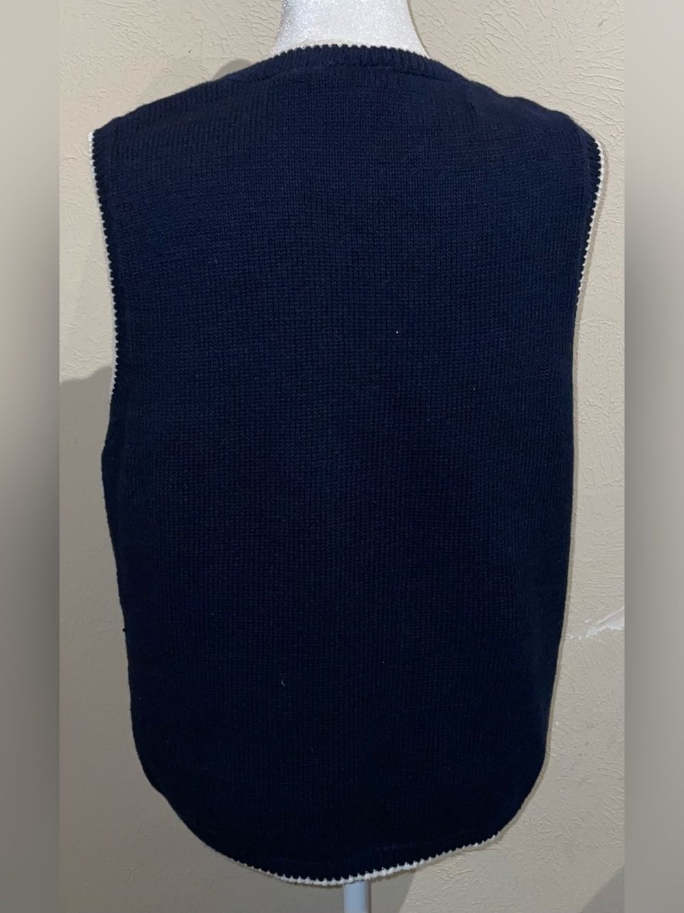New Look Women’s Size M Navy Sweater Vest General Store Village Knit Christmas - Picture 5 of 9